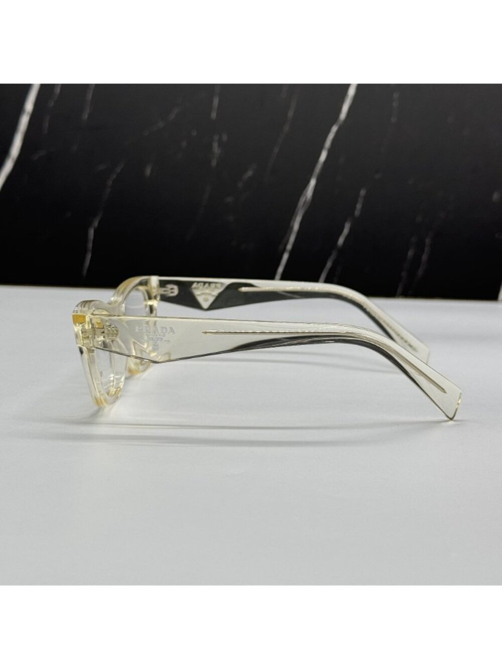 Prada PRB01V 19X1O1 Women Clear Cream Cat Eye Eyeglasses Authentic NEW - Picture 6 of 9